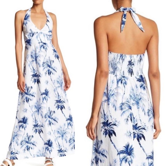 Tommy Bahama Dresses & Skirts - Tommy Bahama Halter neck Palm Tree linen Maxi Dress Size Medium